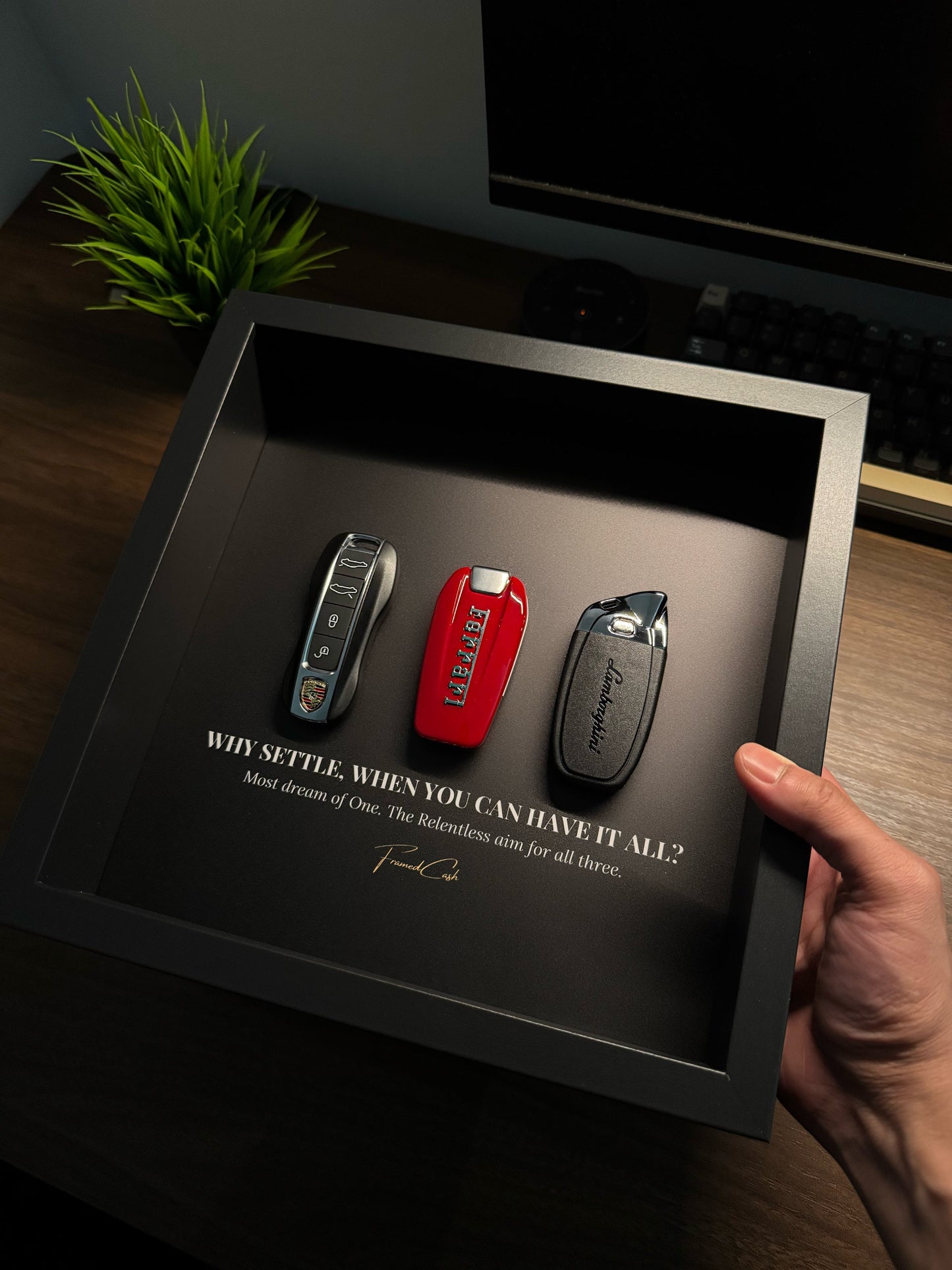 Supercar Trinity Frame | Porsche Ferrari Lamborghini Keys | 25x25cm