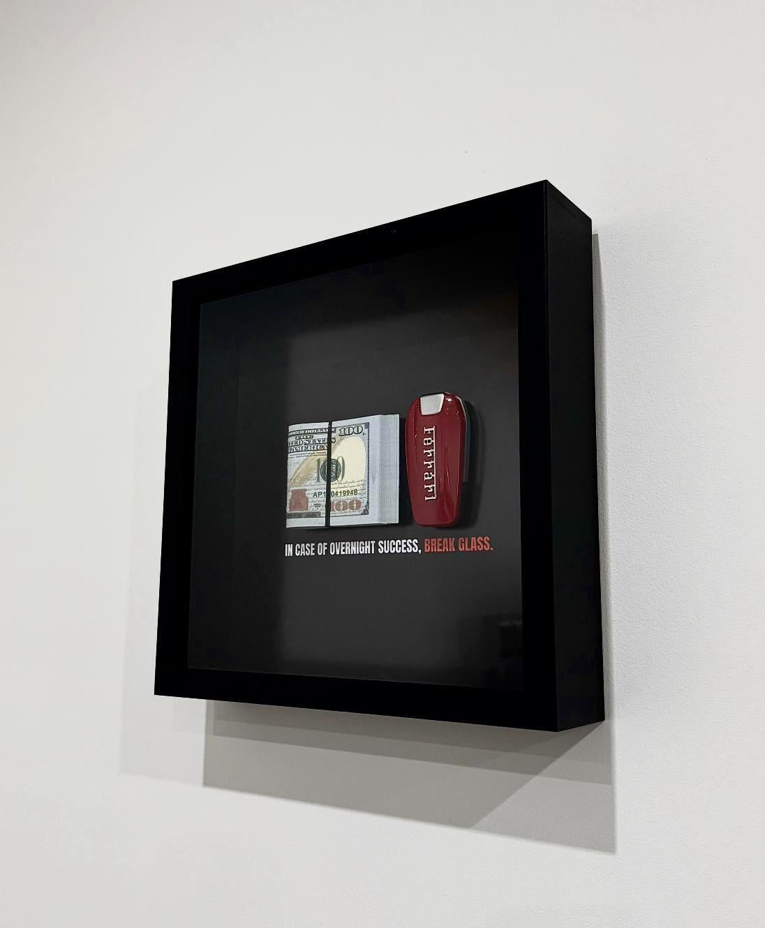 Dollar & Ferrari Key Frame - In Case Of Overnight Success Frame 10 x 10" | Money Art