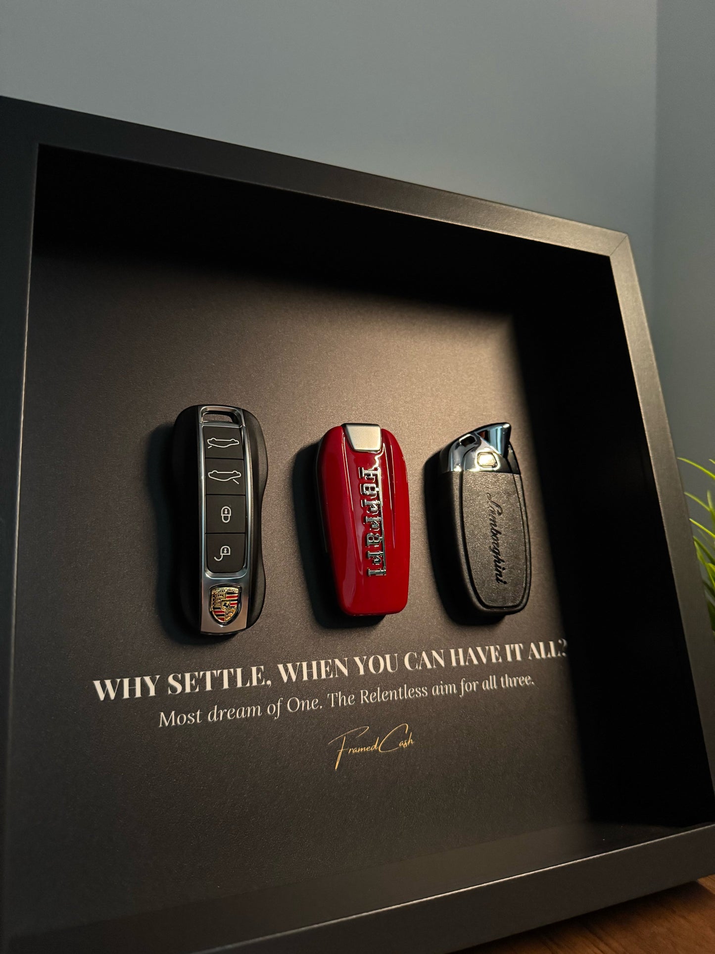 Supercar Trinity Frame | Porsche Ferrari Lamborghini Keys | 25x25cm