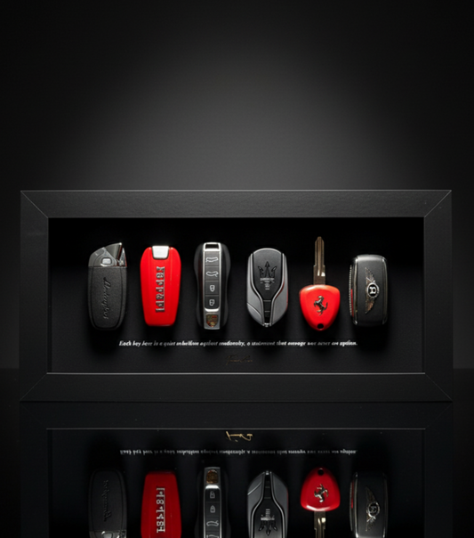 Luxury Supercar Keys Frame | The Billionaire’s Row | Ferrari Lamborghini Bentley | Wall Decor Gift for Men | LIMITED | 35x15cm