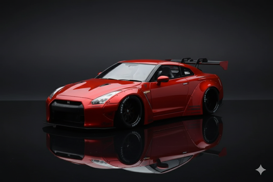 Nissan GT-R R35 Liberty Walk Candy Red GT Wing Make Up 1/18