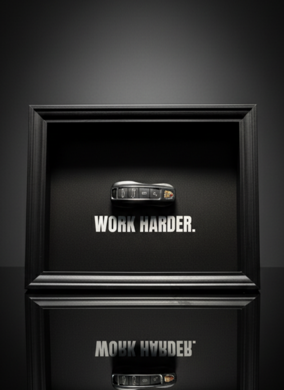 Porsche Key Frame – WORK HARDER Frame (20x25cm)