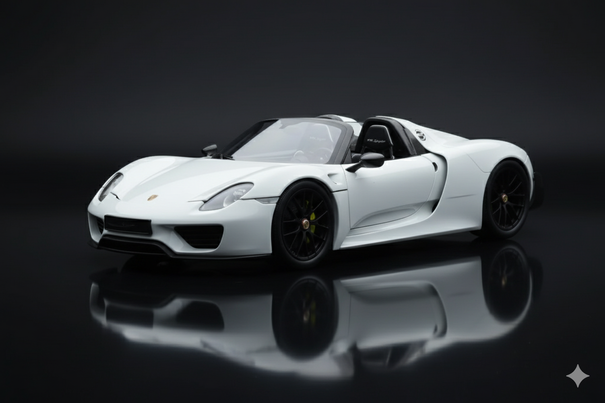Porsche 918 Spyder Weissach Package White With Black Wheels Minichamps 1/18