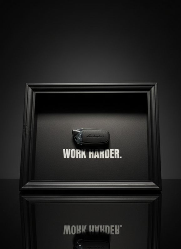 Lamborghini Key Frame – WORK HARDER Frame (20x25cm)
