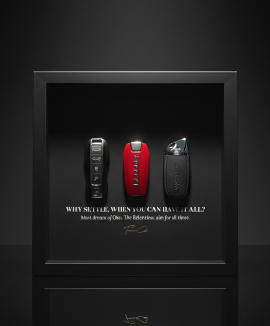 Supercar Trinity Frame | Porsche Ferrari Lamborghini Keys | 25x25cm