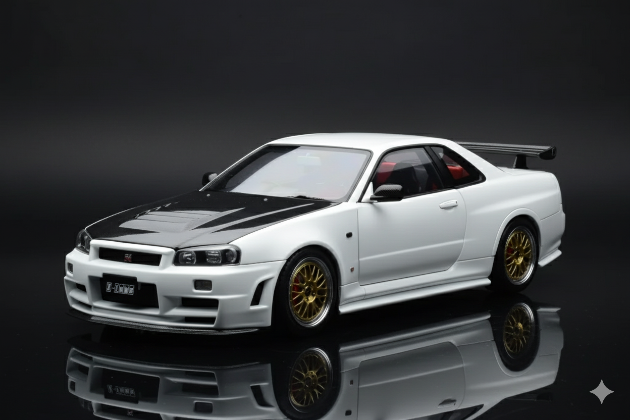 Nissan Skyline GT-R R34 Nismo Z-Tune White Motorhelix 1/18