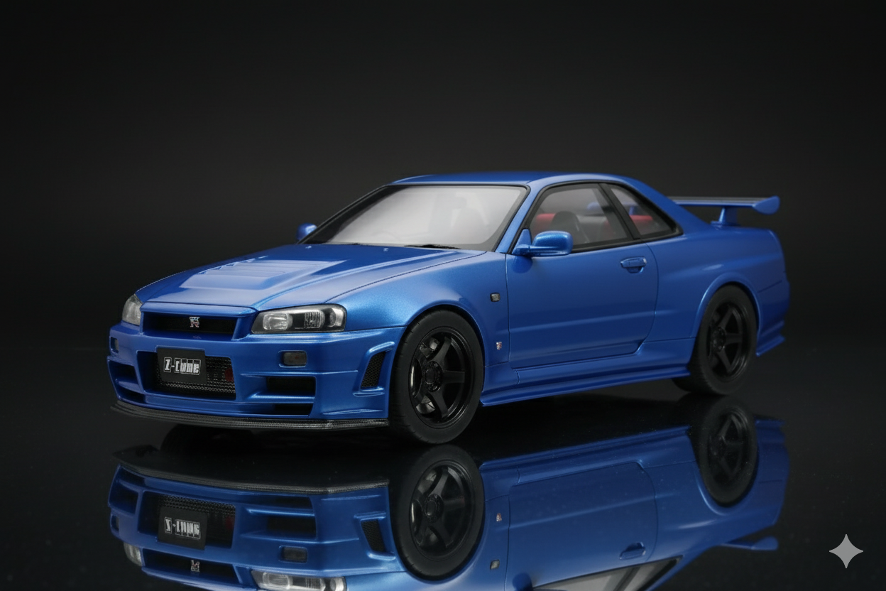 Nissan Skyline GR-R R34 NISMO Z-Tune Bayside Blue Otto 1/12