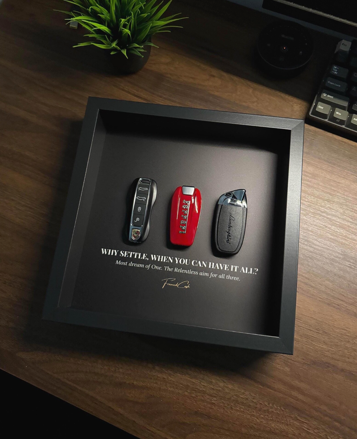 Supercar Trinity Frame | Porsche Ferrari Lamborghini Keys | 25x25cm