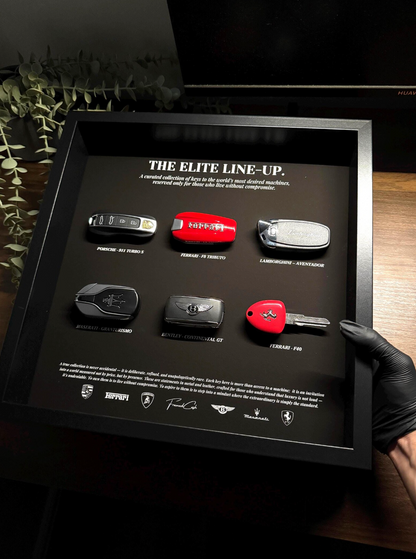 The Elite Line-Up Key Frame | 35x35cm Luxury Supercar Keys Display | High-End Limited Edition Wall Art Décor.