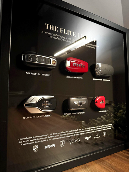 The Elite Line-Up Key Frame | 35x35cm Luxury Supercar Keys Display | High-End Limited Edition Wall Art Décor.
