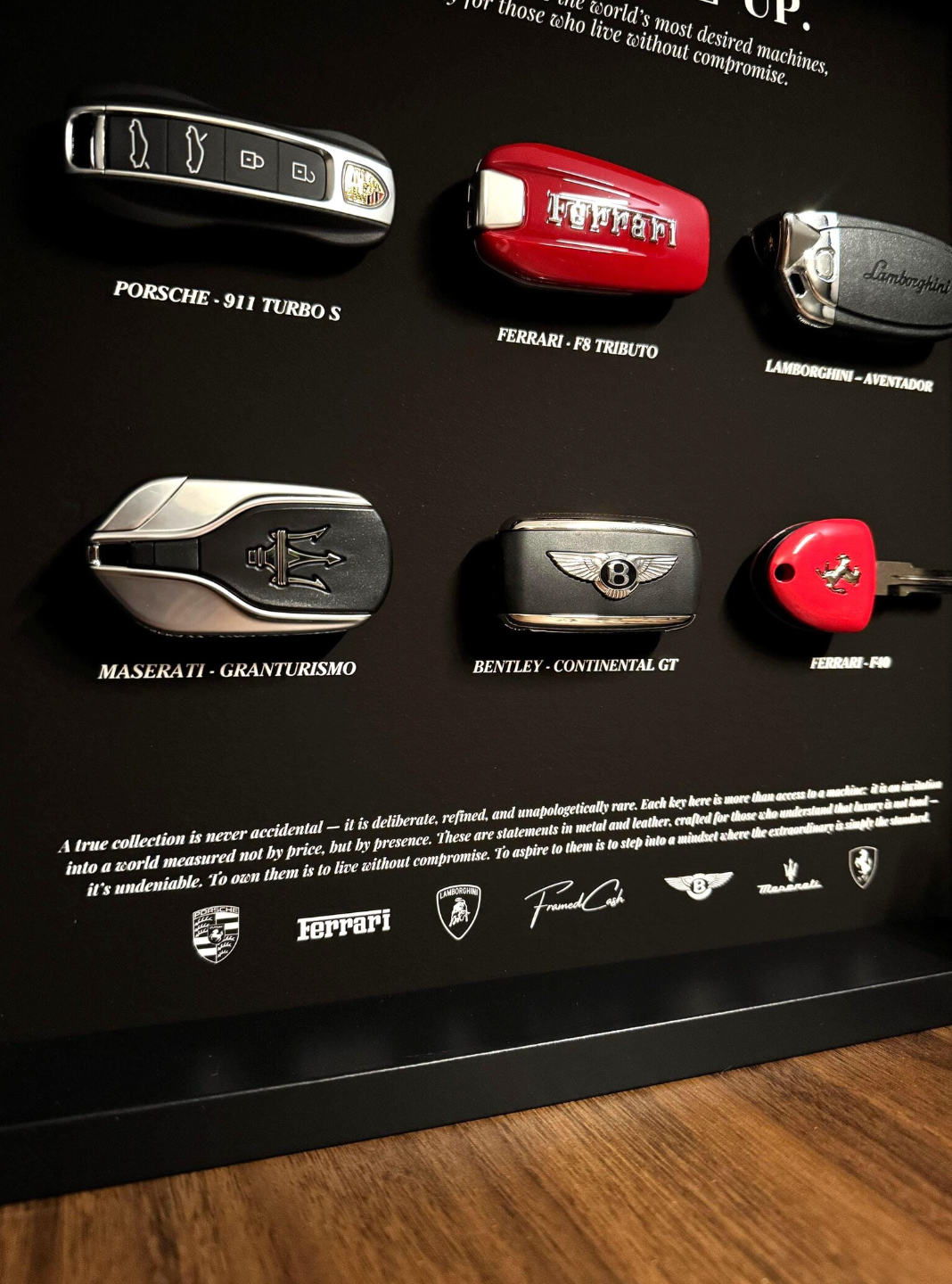 The Elite Line-Up Key Frame | 35x35cm Luxury Supercar Keys Display | High-End Limited Edition Wall Art Décor.