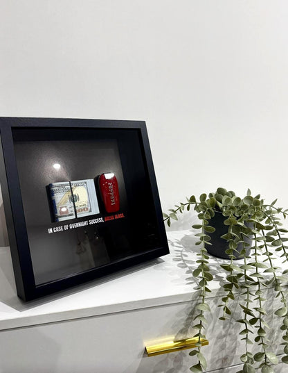 Dollar & Ferrari Key Frame - In Case Of Overnight Success Frame 10 x 10" | Money Art