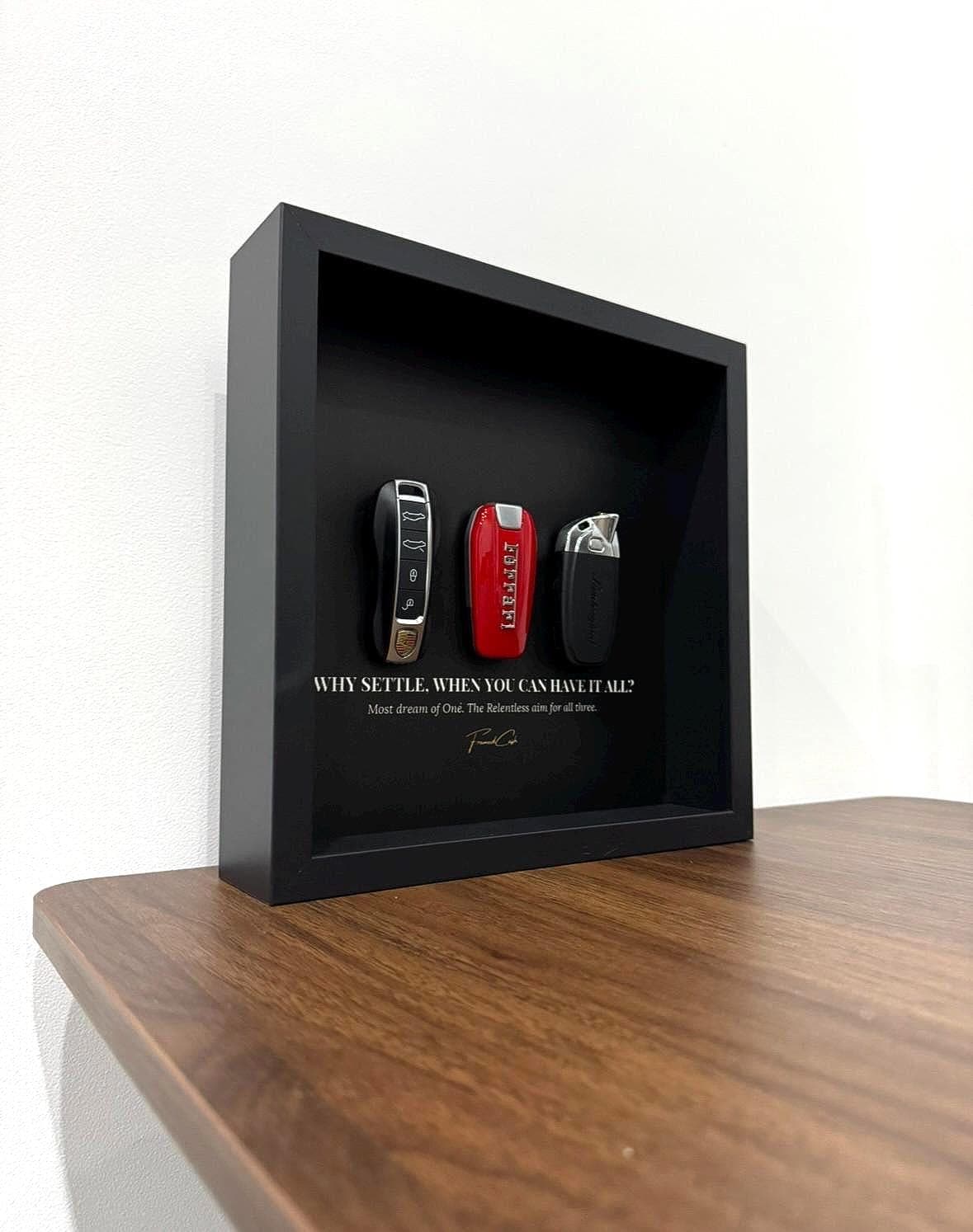 Supercar Trinity Frame | Porsche Ferrari Lamborghini Keys | 25x25cm