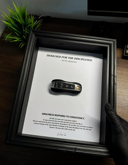 Motivational Porsche Key Frame | Designed for the Disciplined Collection | 25x20cm Wall Décor
