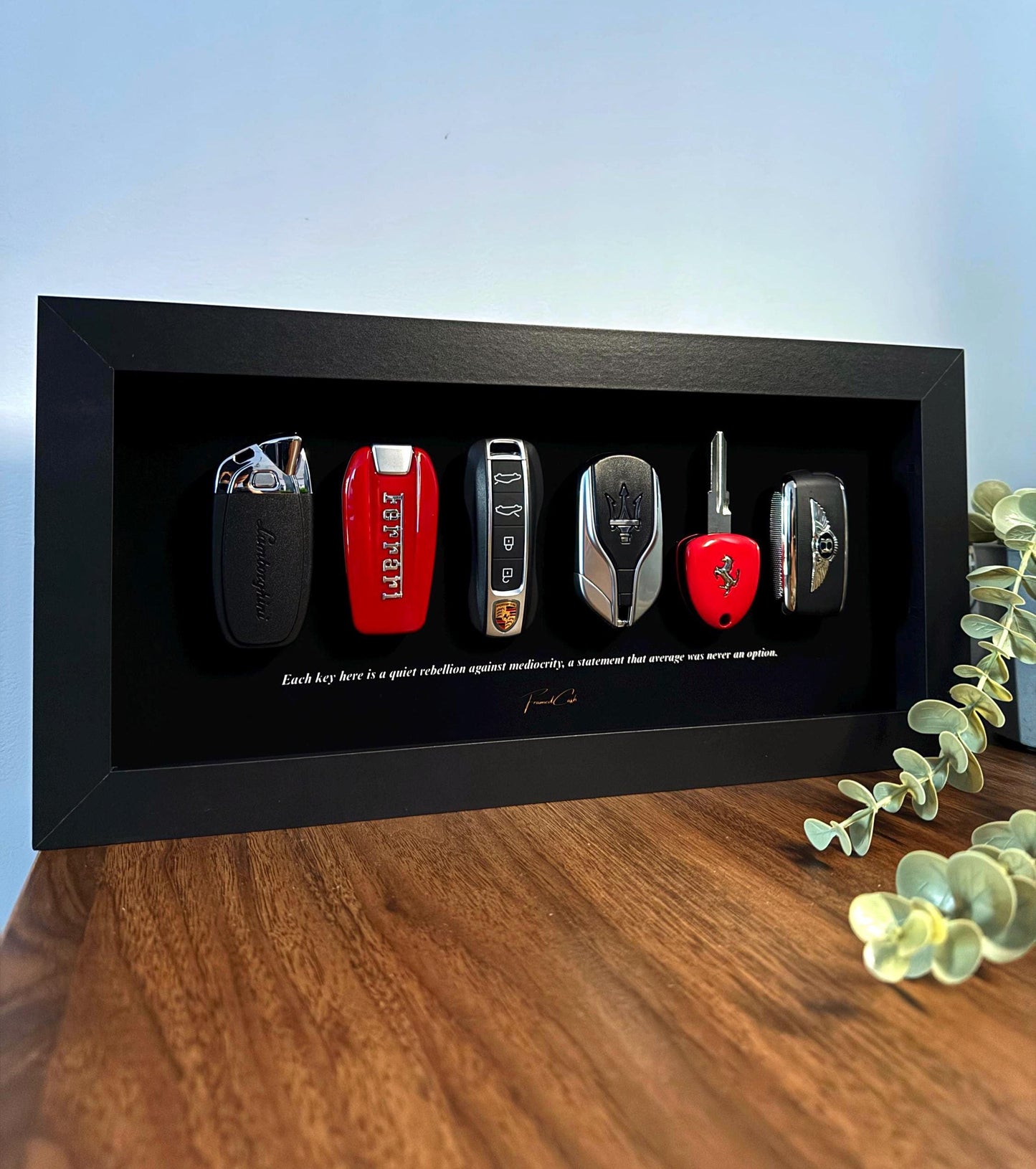 Luxury Supercar Keys Frame | The Billionaire’s Row | Ferrari Lamborghini Bentley | Wall Decor Gift for Men | LIMITED | 35x15cm