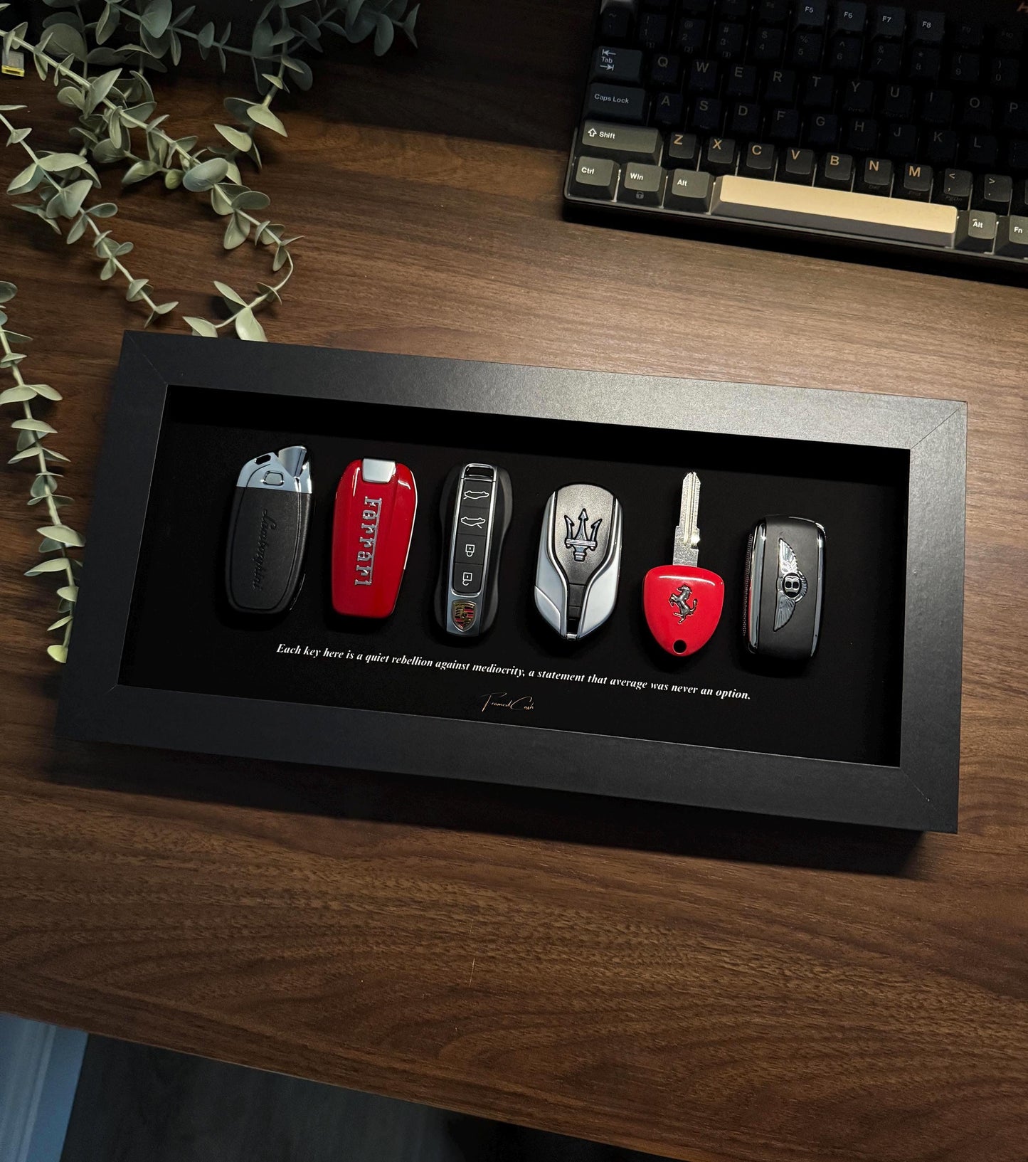 Luxury Supercar Keys Frame | The Billionaire’s Row | Ferrari Lamborghini Bentley | Wall Decor Gift for Men | LIMITED | 35x15cm