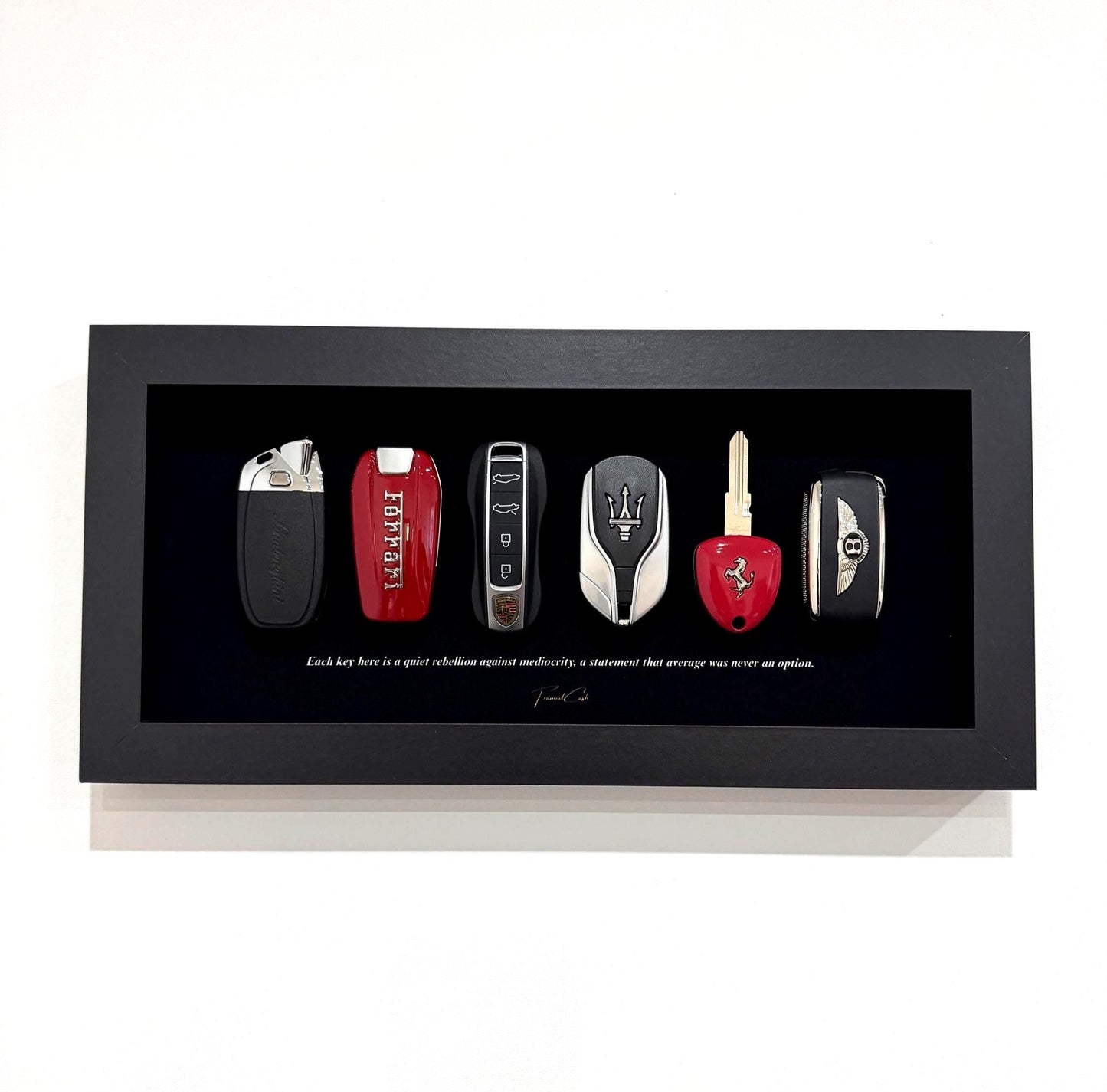 Luxury Supercar Keys Frame | The Billionaire’s Row | Ferrari Lamborghini Bentley | Wall Decor Gift for Men | LIMITED | 35x15cm